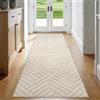 Enyhom Tappeto passatoia per corridoio, 80 x 240 cm, moderno, antiscivolo, lavabile, per ingresso, corridoio, porta, comodino, lavanderia, crema
