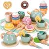 BBWELL Set da tè di Legno per Bambini,Set da tè per Bambini,Accessori Cucina Giocattolo,Servizio da tè Gioco di Imitazione,Regalo per Bambinis Bambina 3 4 5 6 Anni