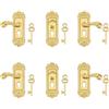 DICOSMETIC 6 set di 3 stili in miniatura maniglia per porta casa delle bambole in metallo maniglie sinistra e destra maniglie per casa delle bambole decorazione con chiavi, in lega dorata, per