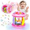 m zimoon Giocattoli 6 mesi Plus, Baby Light Up giocattolo con musica, giocattolo sensoriale per ragazzi di 1 2 3 anni, giocattolo musicale 12 - 18 mesi per imparare a gattonare, rosa