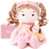 LeyaDoll Bambola Morbida per Bambini (40 cm), Prima Bambola in Stoffa per Bambina di 1 Anno, Regalo di Compleanno e Natale, Giocattolo di Peluche per Neonati e Bambini-Milly and Her Pet-Dog