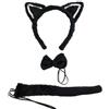 Hattba Costume da animale per bambini, con orecchie nere, guanti, tutù, coda, papillon, per Halloween, cosplay, travestimento