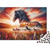 MZLPRWGQKTFD Cavalli al Galoppo Puzzle 1000 Pezzi Carta per Adulti Prateria al Tramonto Puzzle per Famiglia Antistress Regalo 38x26cm/1000pcs