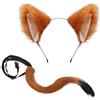 LEEQ 2 Pezzi Finto peloso volpe gatto orecchie Cosplay Set - Costume volpe Orecchie volpe Coda per Dress Up Carino Costume Party per Donna, Bambini/Adulti