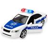 KORAT Macchina Polizia Giocattolo Bambini 3 Anni con Luci e Suoni Realistici, Auto Polizia a Frizione Scala 1:16 con Porte Apribili, Sirene Lampeggianti Blu e Rosse, Macchinina Polizia Sicura