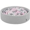 KiddyMoon Piscina di Palline 120X30cm/300 Palline Colorate Grande Tondo per Bambini, Fabbricato in EU, Grigioch:Perla/Grigio/Trasparente/Rosa Chiaro