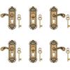 DICOSMETIC 6 set di 3 stili in miniatura maniglia per porta casa delle bambole, maniglie in metallo, maniglie sinistra e destra, decorazione per casa delle bambole con chiavi, bronzo antico, piccola