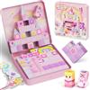 burgkidz Blocchi Magnetici 48 Pezzi 2cm - Costruzioni Magnetiche Unicorno per Bambine con Scatola di Viaggio e Bacchette Magiche, Ideale per Treno e Aereo, Regalo STEM Principessa 3-8 Anni