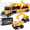 Charmofun 3 in 1 Camion Militare Giocattolo Bambini, Grande Camion Trasportatore con Elicottero, Giocattolo Veicoli, Regalo per Bambini Ragazzi 3 4 5 6+ anni，Giallo
