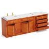 Odoria Casa delle Bambole Lavandino Comodino: 2 Pezzi 1/12 Scala Miniatura Credenza con Lavello Cassettiera per Cucina Ristorante Vintage - Mini Mobili Legno Marrone