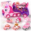 usrela Camion Macchinine per 2 3 4 Anni Ragazze, 7 in 1 Camion Giocattolo per 1+ 2+ Anni Bambina, Regalo per Bambini 3-5 Anni Ragazze, Macchinine con Suoni e Luci