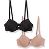 Amazon Essentials Reggiseni a Mezza Coppa Imbottiti con Ferretto, in Microfibra Ultra Morbida Donna, Confezione da 2, Grigio Talpa Scuro, 3A