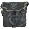 Sunsa Borsa Messenger da Donna/Uomo in Tela e Pelle - Grande Vintage Crossbody Sostenibile Con Stella - Nero/Grigio, 31x33x7,5 cm