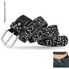 Wenrou Cintura Borchiata da Donna 110 cm a Stella, Cintura in Pelle Punk Vintage Larga 3,8 cm, Cintur con borchie di diversi colori, accorciabile, unisex,per Jeans, Pantaloni e Pantaloncini