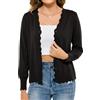 Lovasy Cardigan con Bottoni Donna Corto Giacca in Maglia Elegante Curvy a Maniche Lunghe Golfino con Scollo a V Aperto Davanti Cardigan Leggero ed Traspirante,A-Nero,XL