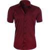 GUOCU Camicia Uomo Slim Fit a Maniche Corte Casual Aderente Camicia Matrimonio Casual Camicie Classiche da Cerimonia Business,711,XXS