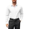 Runcati Camicia da uomo a maniche lunghe, vestibilità normale, da lavoro, da uomo, tinta unita, in cotone, per il tempo libero, formale Button Down, bianco, L
