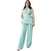 Imperial Completo donna gilet a portafoglio con revers e fiocco satinato pantaloni ampi con vita alta colore verde acqua taglia M