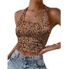 Ekouaer, canotta da donna, senza spalline, con scollo a scoop, aderente, a costine elasticizzate, crop top, S-XXL, Grigio chiaro, S