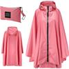 Shengxi Donna Impermeabile Poncho Antipioggia con Cappuccio per Viaggi (IT, Testo, Taglia unica, Regular, Rosa)