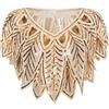 BABEYOND Scialle da donna anni '20 con paillettes perline mantello da sera Art Deco vintage scialle bolero avvolge, Champagnegold, Taglia unica