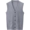 Cexiakong Gilet lavorato a maglia da uomo, senza maniche, con scollo a V, in cotone, maglione aperto sul davanti da uomo, gilet lavorato a maglia, casual, tinta unita, S Navy Blue, S