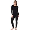 CAOZITOU 100% lana merino da donna, biancheria intima termica, biancheria intima da sci, a maniche lunghe, biancheria intima funzionale per l'inverno, 180 g, Nero , S