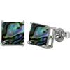 CELCIA JEWELRY Solid 925 Sterling Silver Stud Earrings for Women, Square Gemstone Unique Handcrafted Prong Setting Designer Earrings ('Abalone Shell)