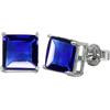 CELCIA JEWELRY Solid 925 Sterling Silver Stud Earrings for Women, Square Gemstone Unique Handcrafted Prong Setting Designer Earrings ('Sapphire)