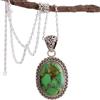 CELCIA JEWELRY Collana in vero argento sterling 925 per donna, vera pietra preziosa turchese ovale verde rame Incredibile collana artigianale per lei