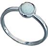 CELCIA JEWELRY Pure 925 Sterling Silver Small Round Dainty White Lab Opal Gemstone Ring, Anello solitario, Anello delicato, Anello Boho Boho, Anello minimalista, Anello per la festa della mamma