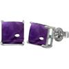 CELCIA JEWELRY Solid 925 Sterling Silver Stud Earrings for Women, Square Gemstone Unique Handcrafted Prong Setting Designer Earrings ('Amethyst)