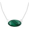 CELCIA JEWELRY Collana in argento sterling massiccio 925 per donna, vera collana ovale in malachite cabochon con pietra preziosa verde unica per lei