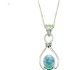 CELCIA JEWELRY Collana in argento sterling 925 massiccio per donna, vera pietra preziosa blu ovale cabochon Larimar regalo unico per collana artigianale per lei