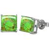 CELCIA JEWELRY Solid 925 Sterling Silver Stud Earrings for Women, Square Gemstone Unique Handcrafted Prong Setting Designer Earrings ('Green Copper Turquoise)