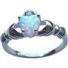 CELCIA JEWELRY Natural White Lab Opal Heart Claddagh Ring, CZ Ring, Irish Ring, Love Ring, Solitaire Ring, Minimalista Ring, Mothers Day Ring, Unique October Birthstone Ring