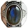 CELCIA JEWELRY Anello ovale di fuoco blu labradorite genuino, anello a fascia di design, anello di promessa di dichiarazione, regali spirituali, anello iniziale, anello da cocktail, pietra di nascita boema di giugno
