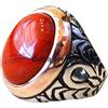 CELCIA JEWELRY Pietra preziosa di diaspro rosso Bellissimi gioielli fatti a mano, anello di dichiarazione, anello sigillo da uomo di nozze unico per lui, regali per la festa del papà, anello bicolore (diaspro rosso)