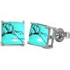 CELCIA JEWELRY Solid 925 Sterling Silver Stud Earrings for Women, Square Gemstone Unique Handcrafted Prong Setting Designer Earrings ('Turquoise)
