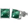 CELCIA JEWELRY Solid 925 Sterling Silver Stud Earrings for Women, Square Gemstone Unique Handcrafted Prong Setting Designer Earrings ('Malachite)