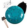 Surwin Rain Drum, Steel Tongue Drum 6 Pollici 8 Note, Portatile Handpan Chakra Drum Rain Pioggia Drum per Meditazione Yoga Sound Healing (Verde Turchese)