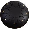 Surwin Rain Drum, Steel Tongue Drum 6 Pollici 8 Note, Portatile Handpan Chakra Drum Rain Pioggia Drum per Meditazione Yoga Sound Healing (Nero)