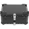 DAHAD Topcase - Baule per moto - 65 l - In lega di alluminio - Impermeabile e antifurto - Universale - Con serratura di sicurezza per casco, impermeabile