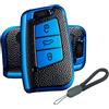 ATFIGII Custodia Chiave per VW Passat B8 Arteon per Jetta per Polo Golf 7 per Skoda Fabia Superb Kodiaq Karoq per Seat Ateca Cover per chiave TPU Portachiavi Keyless 3 Tasti C Blu
