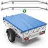 Tarpofix® Telo per rimorchio auto 256 x 145 x 8 cm + 2x Staffa per telone (regolabile 140-210 cm) - Copri rimorchio in materiale PVC - Telo PVC per vari rimorchi auto da 750kg & 1000kg