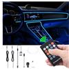 QAUBEN USB Auto illuminazione ambiente Fibra ottica 8 colori Musica suono attivo telecomando RF Kit di illuminazione dell'atmosfera decorativa dell'auto 12V 1W 3m con Autoicabatterie per auto QC 3.0