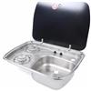 JOJIDE Cucina for Camper, roulotte, Barca, Piano Cottura a Gas a 2 fuochi e lavello con Coperchio in Vetro temperato, lavabo in Acciaio Inossidabile, Cucina for Camper