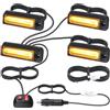 EYPINS 4 x 9 cm COB LED 36W Luci Stroboscopiche di Emergenza Spia Luminosa, Impermeabile IP65,E57, 18 Modalità di Lampeggio, 12/24V per Camion/Trattore/Carrello Elevatore