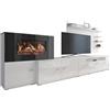 Skraut Home - Mobili per Soggiorno con Camino Elettrico - 170 x 290 x 45 cm - Sistema di Illuminazione LED Effetto Fiamma - Stile Moderno - Finitura Bianca