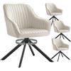 SONGMICS Sedie da Pranzo, Portata 120 kg, Poltrone Girevoli Imbottite con Braccioli, Velluto, Gambe in Acciaio, per Sala da Pranzo Cucina, Set di 4, Beige Cappuccino e Nero Inchiostro KDC161LH01V1-4J